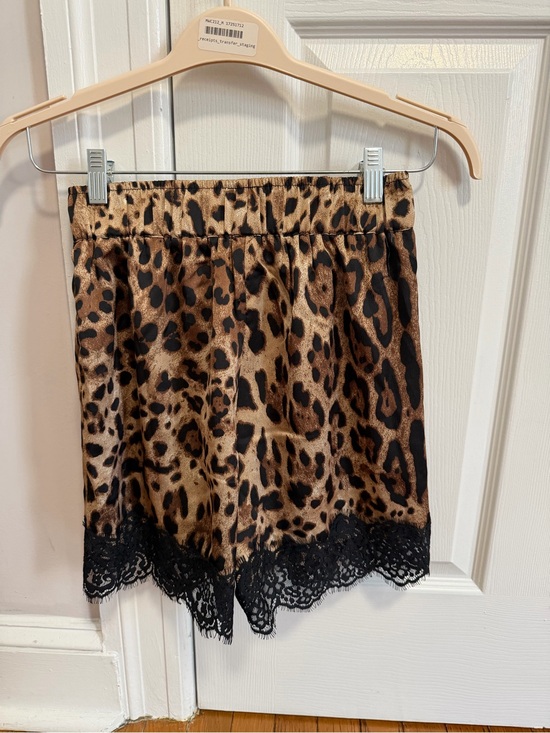 Dressed in LALA Pants - Dressed in LALA Leopard Print Satin Shorts with Black Lace Trim